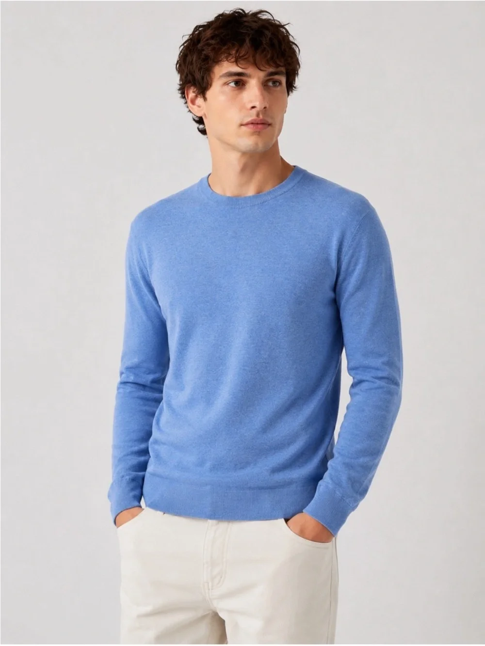 J. Crew Mens Blue Cotton Crewneck Pullover Sweater M Like New Fast Ship